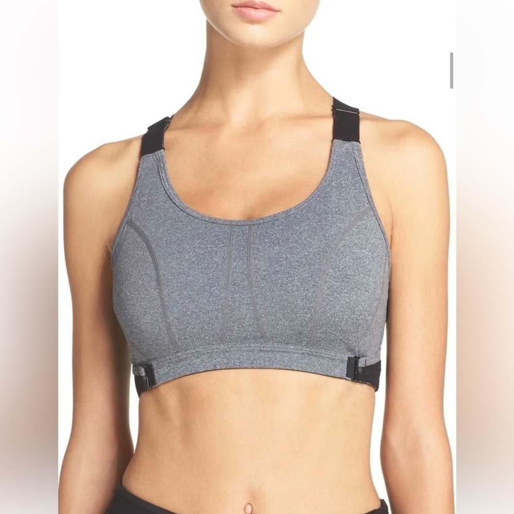 Zella Body Strength Grey Black Adjustable Band Sports Bra Size Medium